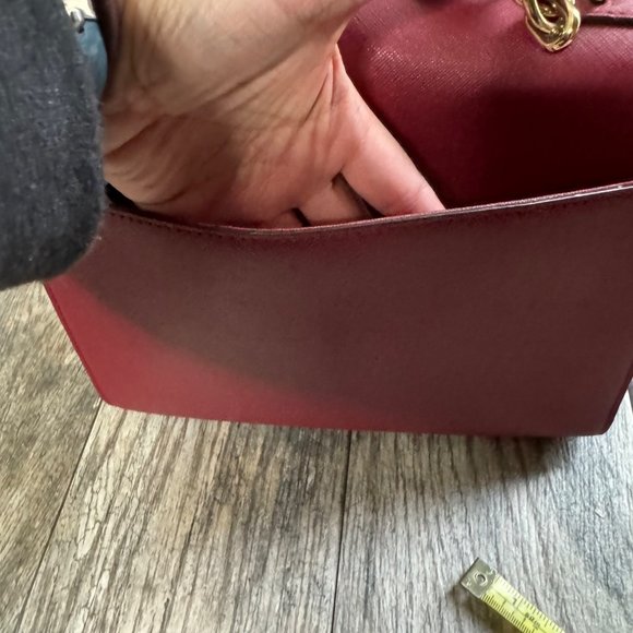 Michael Kors Brandi Womens Maroon Leather Gold Trim Top Handle Satchel Bag Purse - Picture 8 of 14